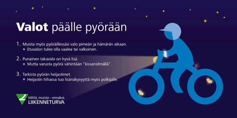 Pyöräilijöistä joka toinen polkee pimeänä