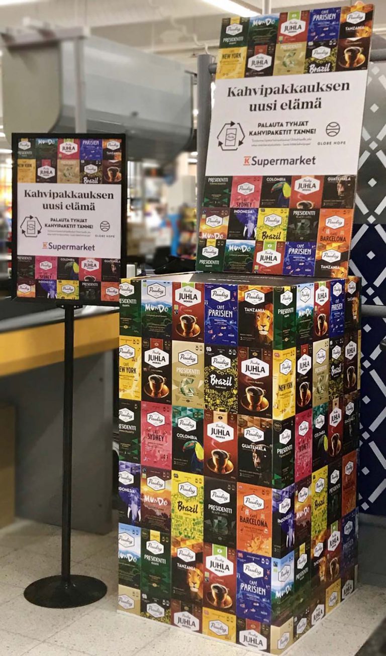 Yhteistyössä kahvipakkauksille uusi elämä