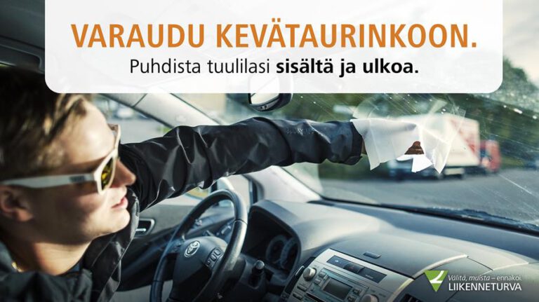 Katse tuulilasin kuntoon – kevätaurinko voi häikäistä