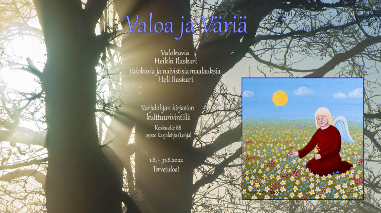 Ilaskarien valokuvia ja maalauksia Karjalohjan kirjastolla elokuussa