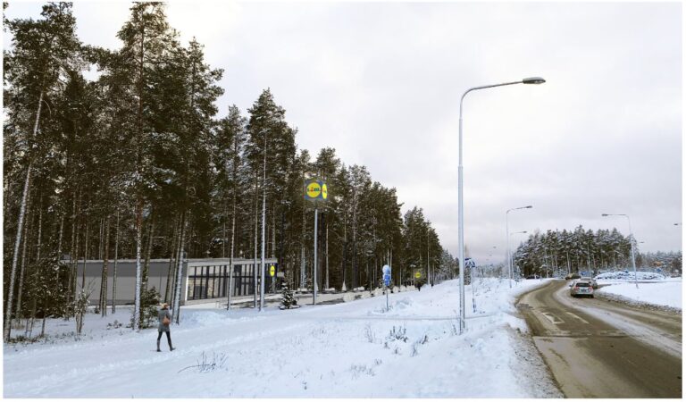 Lidlin uusi kauppa Lohjalla nousemassa Lempolan liikenneympyrän viereen
