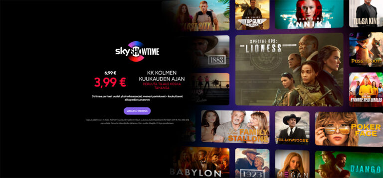 Nyt edullisesti suoratoistoviihdettä kotiin: SkyShowtimen tilaus vain 3,95€/kk