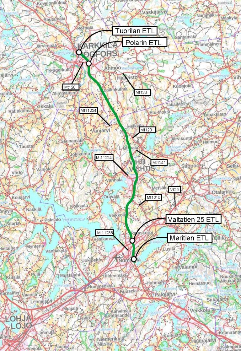 Valtatien 2 Nummela-Karkkila välille käynnistyy suunnitteluhanke: Ympäristövaikutusten arviointi ja yleissuunnitelman laatiminen alkaa